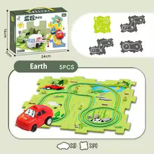 Kids Montessori Electric Race Car Track - Educational Assembly Rail Set