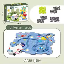 Kids Montessori Electric Race Car Track - Educational Assembly Rail Set
