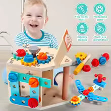 Children's Wooden Toolbox Set - Montessori Learning & Pretend Play !