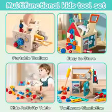 Children's Wooden Toolbox Set - Montessori Learning & Pretend Play !