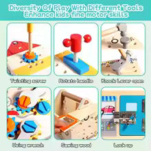 Children's Wooden Toolbox Set - Montessori Learning & Pretend Play !